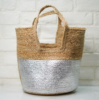 Jute Bag Handwoven Braided Shopping Bag Hand Printed Jute Hand Bag.