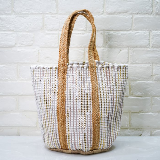 Jute & Cotton Beach Bag Striped Design.