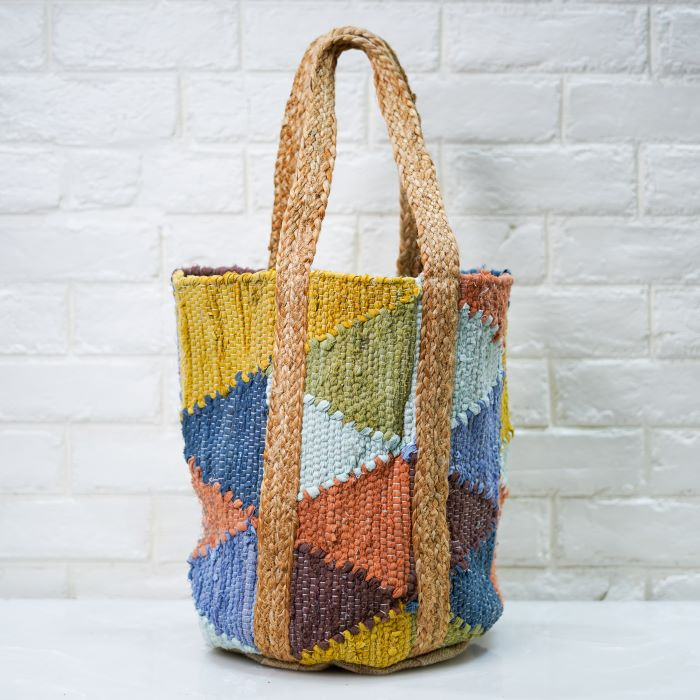 Triangles Woven MultiColour Jute Bags.