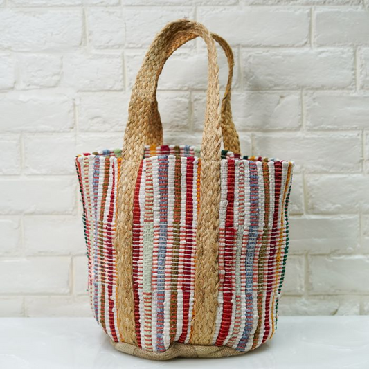 Jute & Cotton Handbag Multicolor.