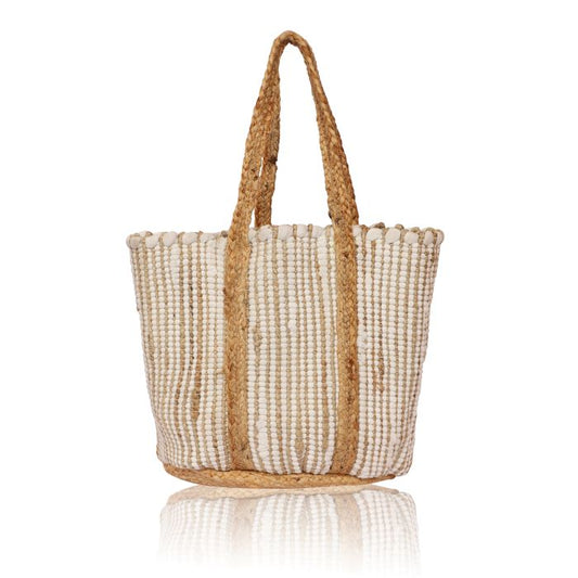 Handmade Cotton Jute Braided Tote Bag.