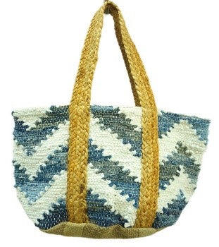 Handmade Jute And Cotton Tote Bag.