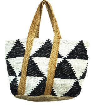 Black And White Jute Bag.